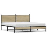 vidaXL Sängram utan madrass metall sonoma-ek 160x200 cm