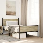 vidaXL Sängram utan madrass metall sonoma-ek 107x203 cm
