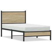 vidaXL Sängram utan madrass metall sonoma-ek 75x190 cm