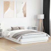 vidaXL Sängram med LEDs utan madrass vit 120x200 cm