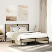 vidaXL Sängram utan madrass metall sonoma-ek 140x200 cm