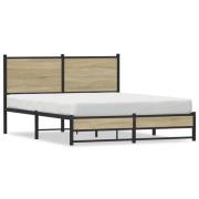 vidaXL Sängram utan madrass metall sonoma-ek 150x200 cm