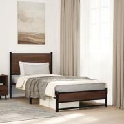 vidaXL Sängram utan madrass metall brun ek 80x200 cm