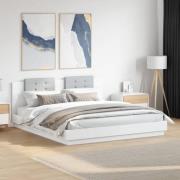 vidaXL Sängram med huvudgavel vit 200x200 cm konstruerat trä