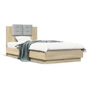 vidaXL Sängram med huvudgavel sonoma-ek 75x190 cm konstruerat trä