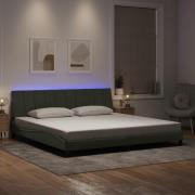 vidaXL Sängram med LED-belysning ljusgrå 200x200 cm sammet