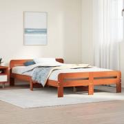 vidaXL Sängram utan madrass vaxbrun 120x200 cm massiv furu