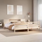 vidaXL Säng med bokhylla utan madrass 200x200cm massiv furu