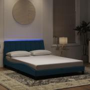 vidaXL Bed Frame with LED without Mattress "Hanko" Blue 140x190 cm Vel...