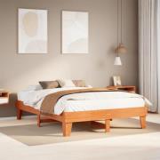 vidaXL Sängram utan madrass vaxbrun 150x200 cm massiv furu
