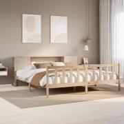vidaXL Säng med bokhylla utan madrass 200x200cm massiv furu