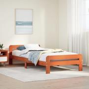 vidaXL Sängram utan madrass vaxbrun 75x190 cm massiv furu