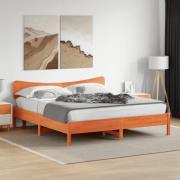 vidaXL Sängram utan madrass vaxbrun 200x200 cm massiv furu