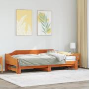 vidaXL Utdragbar dagbädd utan madrass vaxbrun 90x190 cm massivt trä