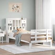 vidaXL Säng med bokhylla utan madrass vit 75x190cm massiv furu