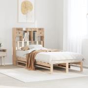 vidaXL Säng med bokhylla utan madrass 75x190cm massiv furu