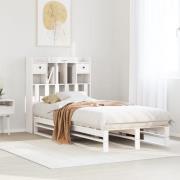 vidaXL Säng med bokhylla utan madrass vit 75x190cm massiv furu