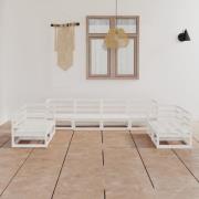 vidaXL Loungegrupp för trädgården 8 delar vit massiv furu