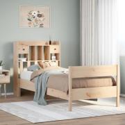 vidaXL Säng med bokhylla utan madrass 90x200cm massiv furu
