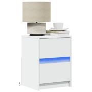 vidaXL Sängbord med LED-lampor 2 st vit konstruerat trä