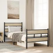 vidaXL Sängram utan madrass metall sonoma-ek 75x190 cm