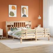 vidaXL Säng med bokhylla utan madrass 180x200cm massiv furu