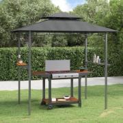 vidaXL Tak för grill med sidohyllor antracit 240x150x243 cm stål