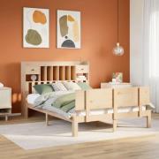 vidaXL Säng med bokhylla utan madrass 160x200cm massiv furu