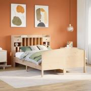 vidaXL Säng med bokhylla utan madrass 140x190cm massiv furu