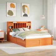vidaXL Sängram utan madrass vaxbrun 150x200 cm massiv furu
