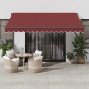 vidaXL Markis manuellt infällbar vinröd 400x350 cm