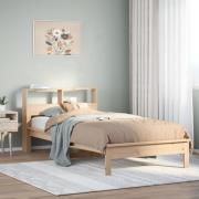 vidaXL Säng med bokhylla utan madrass 75x190cm massiv furu