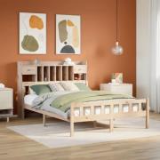 vidaXL Säng med bokhylla utan madrass 150x200cm massiv furu