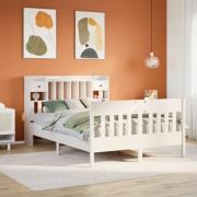vidaXL Sängram utan madrass vit 160x200 cm massiv furu