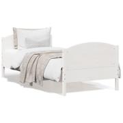 vidaXL Sängram utan madrass vit 90x200 cm massiv furu