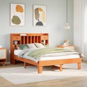 vidaXL Sängram utan madrass vaxbrun 140x200 cm massiv furu