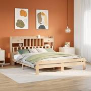 vidaXL Säng med bokhylla utan madrass 200x200cm massiv furu
