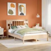 vidaXL Säng med bokhylla utan madrass 140x200cm massiv furu