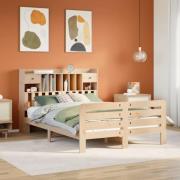 vidaXL Säng med bokhylla utan madrass 150x200cm massiv furu