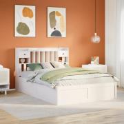 vidaXL Sängram utan madrass vit 140x200 cm massiv furu