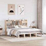 vidaXL Säng med bokhylla utan madrass 200x200cm massiv furu