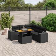 vidaXL Loungegrupp med dynor 6 delar svart konstrotting