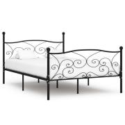 vidaXL Sängram utan madrass med ribbotten svart metall 160x200 cm