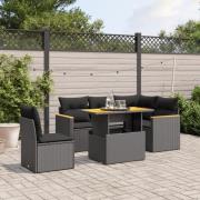 vidaXL Loungegrupp med dynor 6 delar svart konstrotting