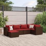 vidaXL Loungegrupp med dynor brun konstrotting