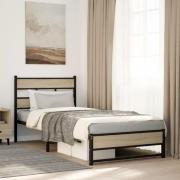 vidaXL Sängram utan madrass metall sonoma-ek 90x190 cm