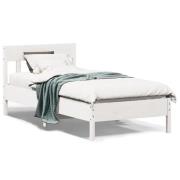 vidaXL Sängram utan madrass vit 90x190 cm massiv furu
