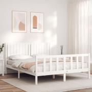 vidaXL Sängram utan madrass vit 160x200 cm massiv furu