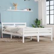 vidaXL Sängram vit massivt trä 150x200 cm