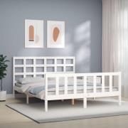 vidaXL Sängram utan madrass vit 160x200 cm massiv furu